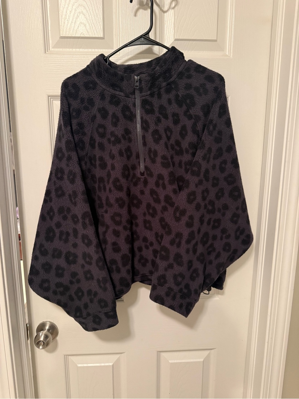 Old Navy Black Leopard Print Half-Zip Cowl Sweater